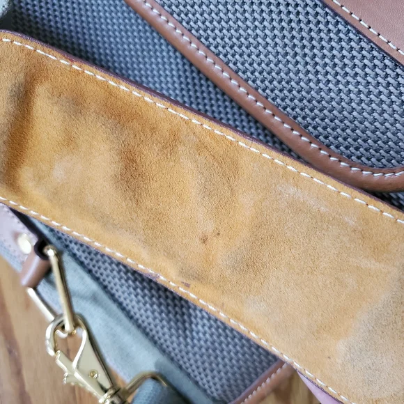 CHRISTIAN Dior VINTAGE BAGAGES Gray and Brown Luggage Bag with Leather Trim